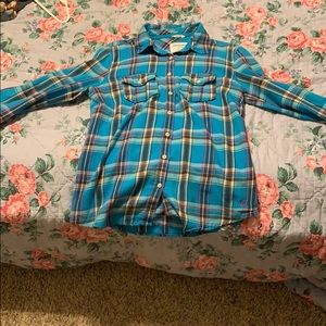 a blue plaid shirt